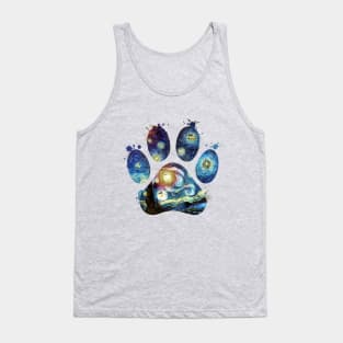 Paw print, van gogh starry night style, pop grunge, pet lovers, animal lovers, famous art, distressed Tank Top